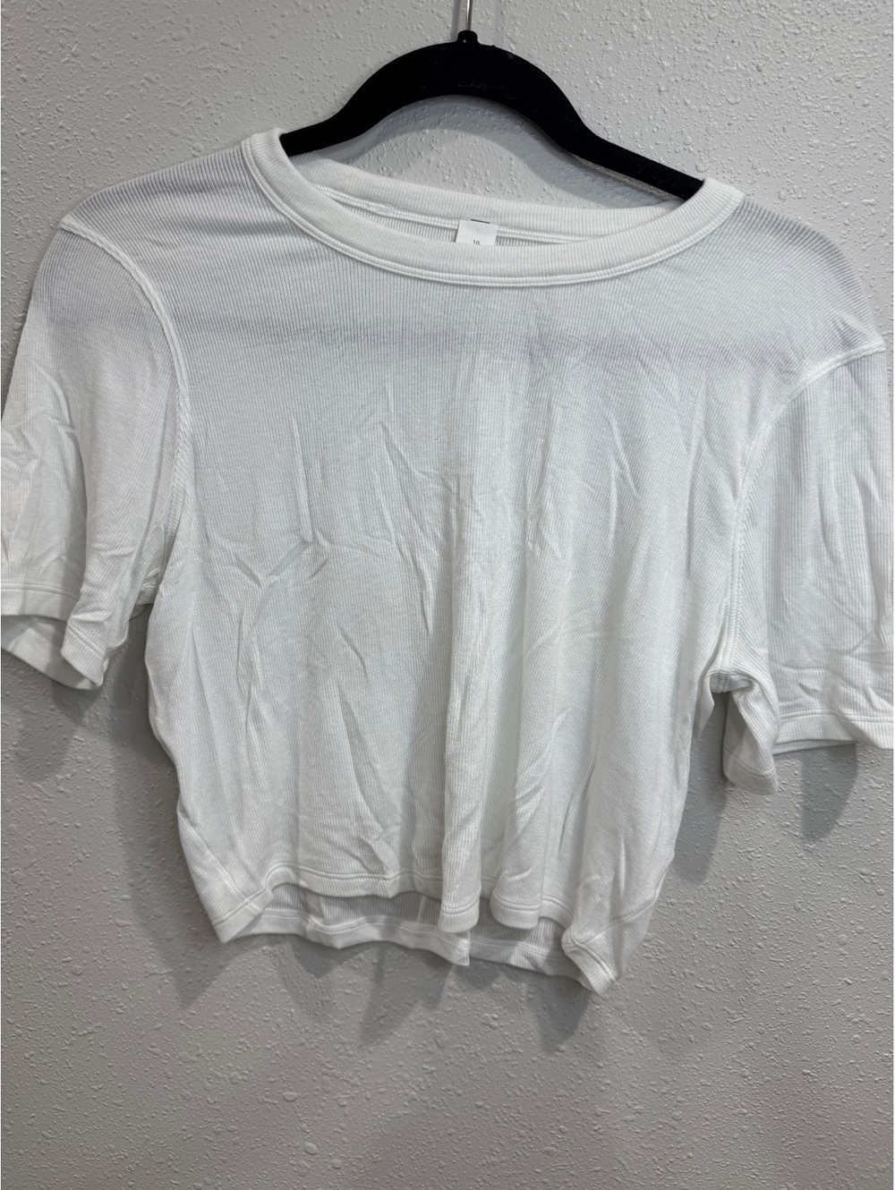 Lululemon Hold Tight Straight-Hem Cropped T-Shirt White Ribbed Modal Size 10